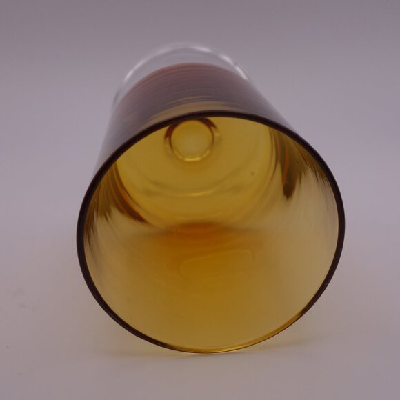 France Yellow Orange Glass with Thick Circular Stem - Picture 8 of 9